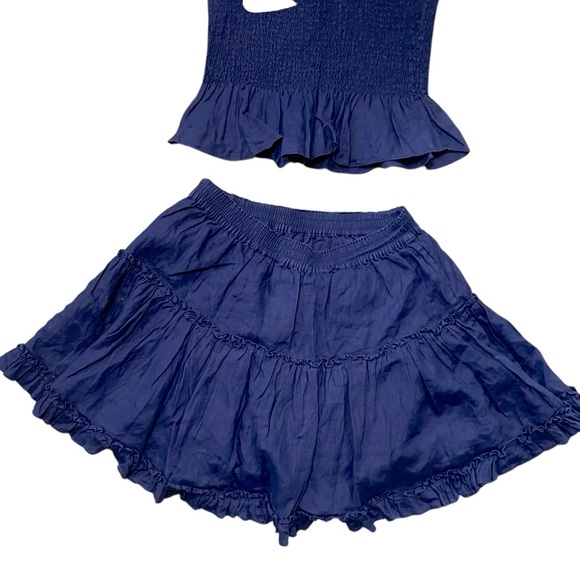 Hill House The Paz Top And Skirt in Navy‎ Linen Size L/XL Summer Preppy Feminine - Picture 8 of 15